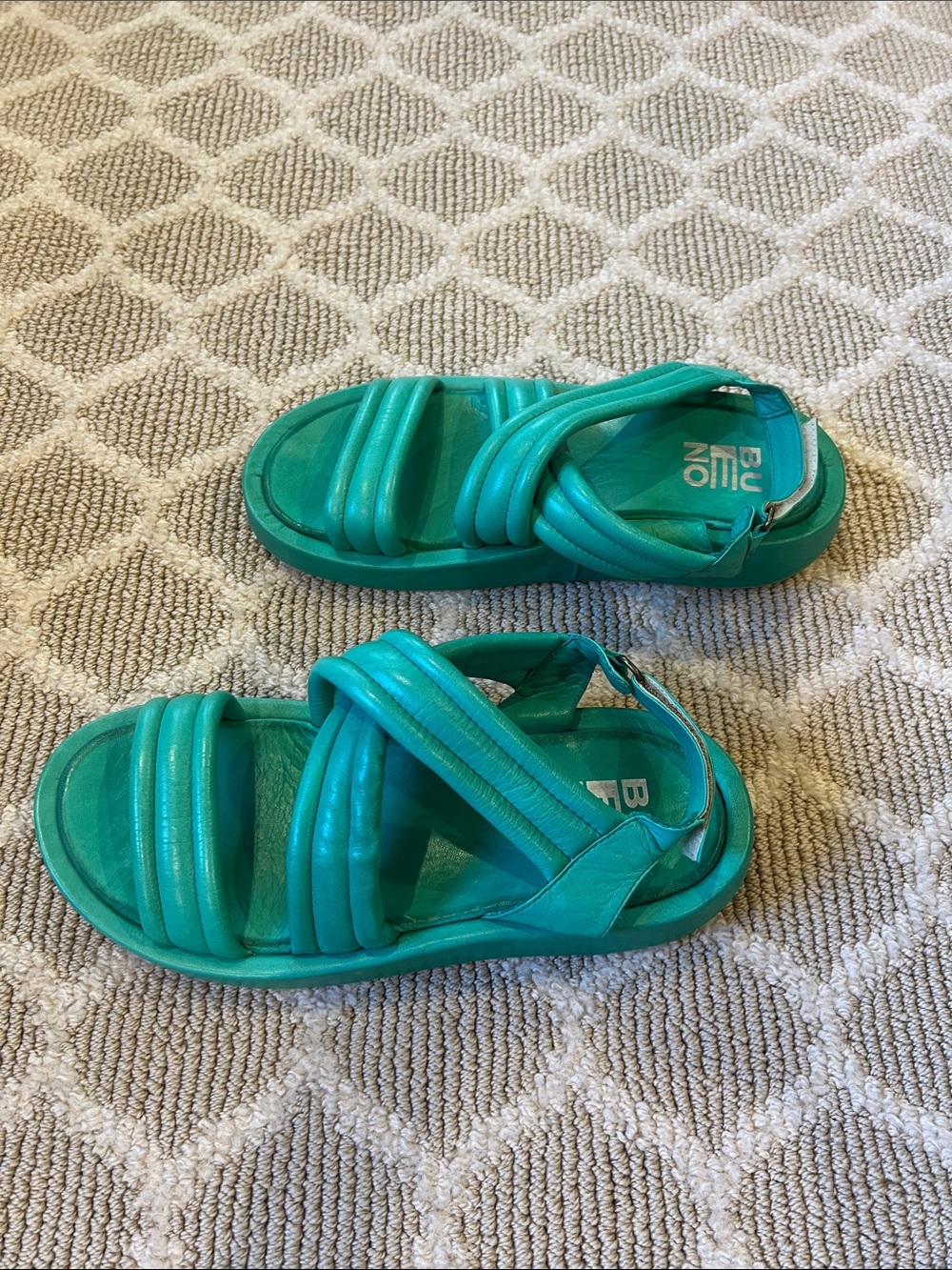Bueno Teal Green Padded Strap Sandals
